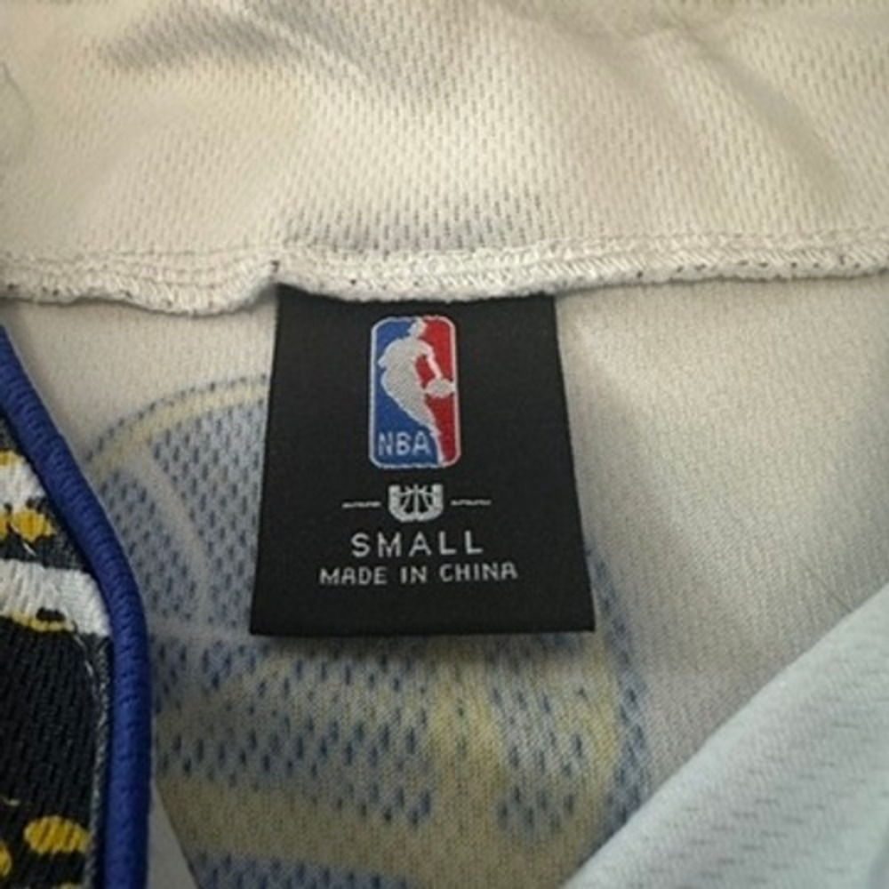 NBA Golden State Warriors Elephant Print Button Down Jersey Men Small White Blue - Picture 4 of 7